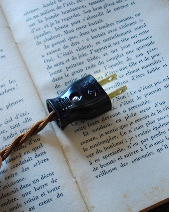 スタンドライト 照明・ライティング お花の絵が描かれたフランスのアンティークテーブルランプ(シェード付き)(E17シャンデリア球付)。コンセントで簡単につなぐだけです。(m-1607-z)