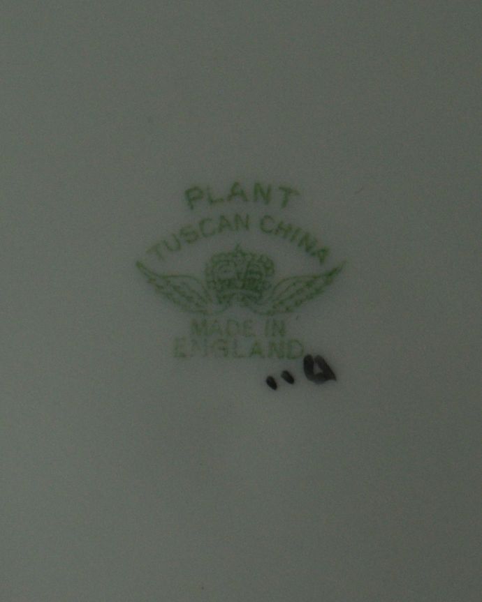 テーブルウェア(食器)　アンティーク雑貨　青い小鳥と、蝶が可愛いタスカンのアンティークプレート（TUSCAN CHINA）。バックスタンプです。(m-1610-z)