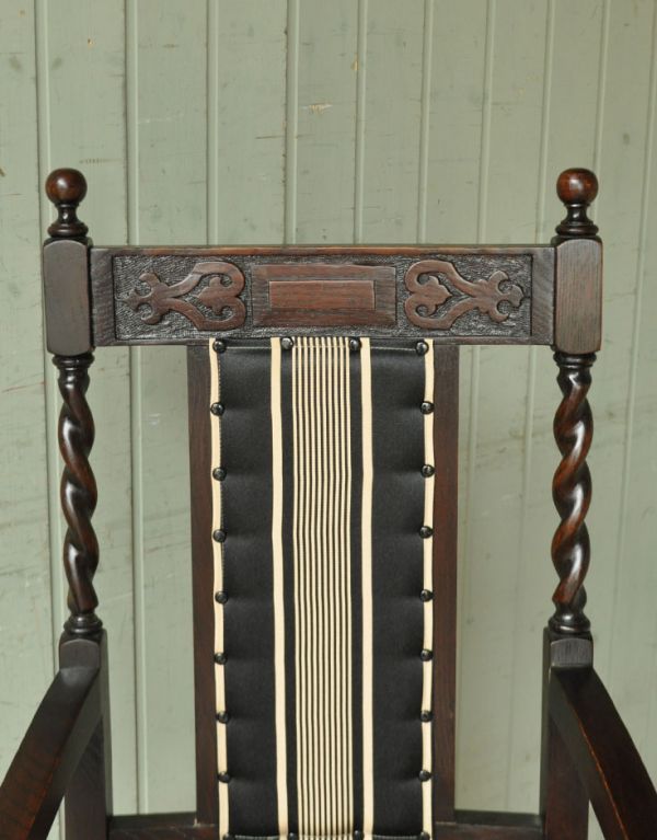 m-348-c　アンティークマホガニーアームチェアの背もたれ