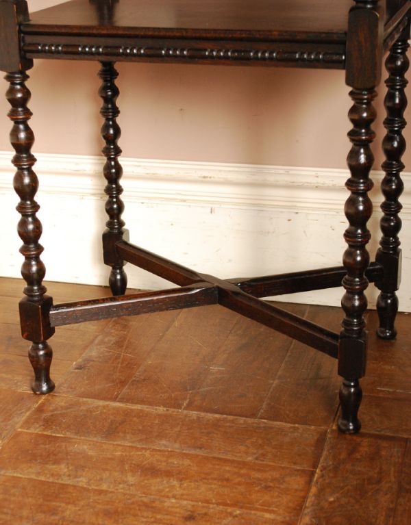 アンティーク家具 英国のアンティーク家具、丸い天板のオケージョナルテーブル。キチンとお直ししました。(m-359-f)