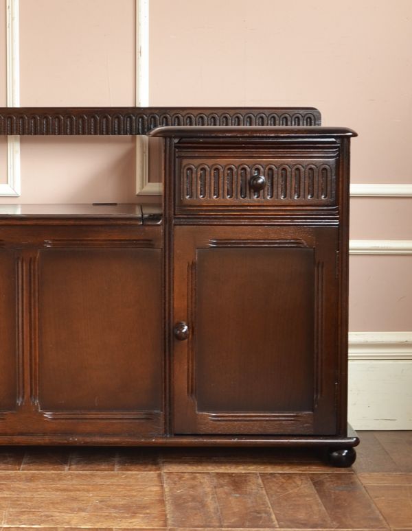 アンティーク家具　クラシックなアンティーク英国家具、おしゃれなテレフォンベンチ（電話台）。落ち着いた木材の色合いは、和室や書斎にもあわせやすいのでオススメです。(m-418-f)