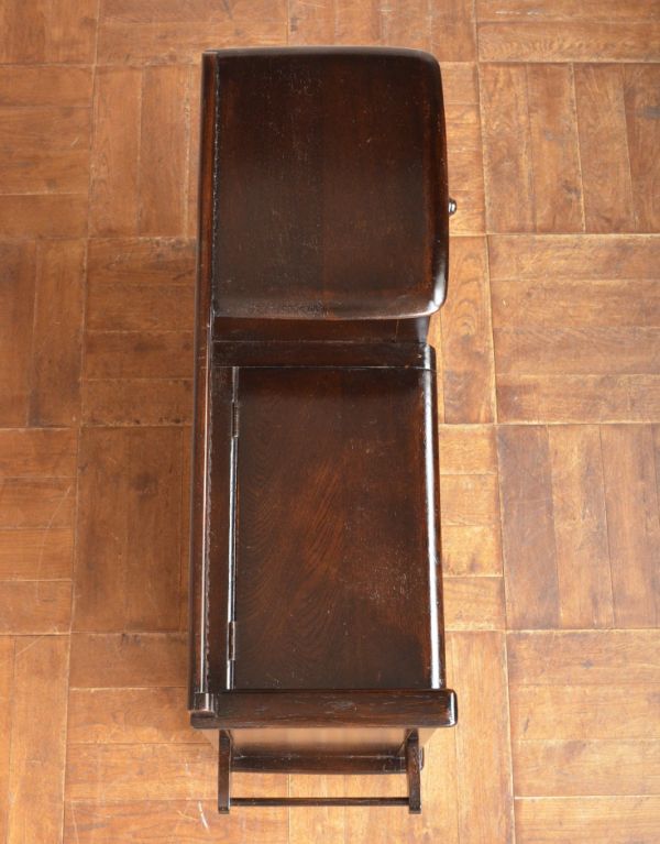 アンティーク家具　クラシックなアンティーク英国家具、おしゃれなテレフォンベンチ（電話台）。座面もキレイに仕上げました。(m-418-f)