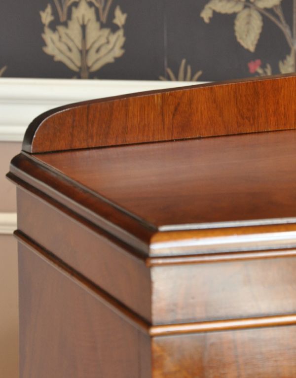 アンティークのキャビネット　アンティーク家具　ガラス扉の英国アンティーク家具、ガラスキャビネット（ブックケース）。風格と品がある装飾はリビングはもちろん、和室や書斎、客間にも最適。(m-502-f)