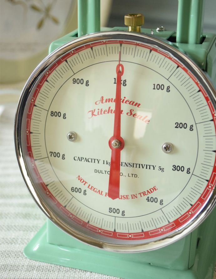 キッチン雑貨 インテリア雑貨 キッチンスケール(MINT GREEN・1kg)。赤い針が可愛いデザインです。(n4-074)
