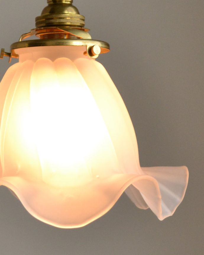 ペンダントライト　照明・ライティング　やわらかなシルエットのペンダントライト （コード・シャンデリア電球・ギャラリーA付き）。シェードから漏れる光に癒されます。(pl-012d)