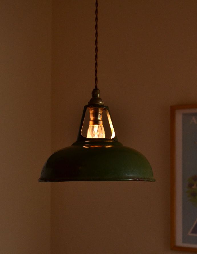 美品　 GATE PRODUCT　ホーロー　ペンダントライト　照明 フランスホーロー製ペンダントライトはかわいいアンティークネット