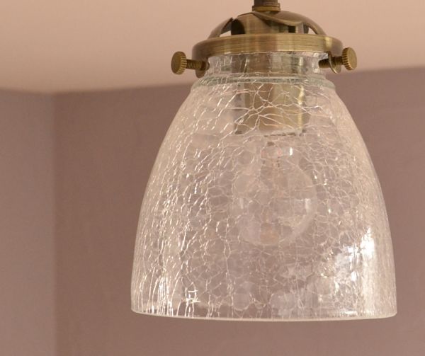 ペンダントライト 照明・ライティング クラックガラスのアンティーク風のシーリングライト(電球セット)。クラックの入ったようなデザインがアンティークガラスみたいでお洒落です。(pl-131)
