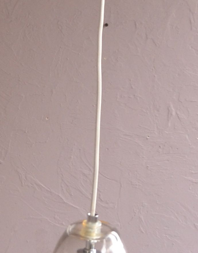 ペンダントライト 照明・ライティング イエローのラインがアクセント、クリアガラスのペンダントライト(コードセット・電球なし・ギャラリーなし)。ホワイトのコードです。(pl-145)