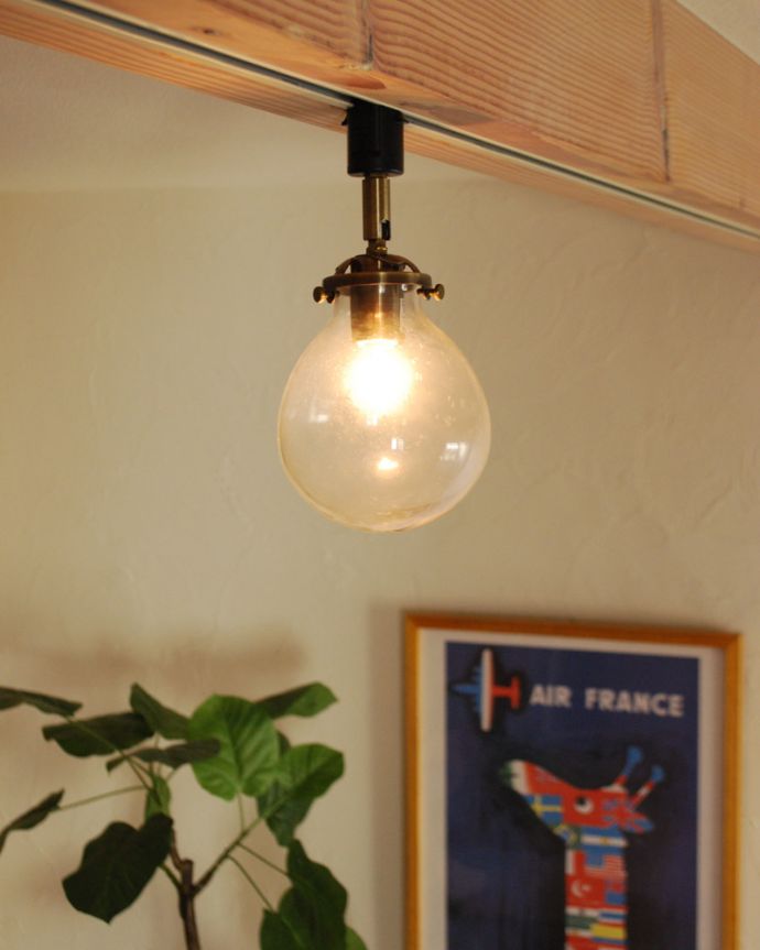 スポットライト　照明・ライティング　クリアのガラスボール（ダクトレール専用スポットライト）（電球なし）。シンプルなフォルムなので、並べて複数付けてもＯＫです。(pl-162)