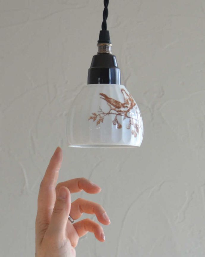 ペンダントライト　照明・ライティング　可愛い磁器製（ブラウン）シェードのペンダントライト（50cmコード・Ｅ26球・ギャラリーなし）。※こちらのシェードのみは販売していません。(pl-183)