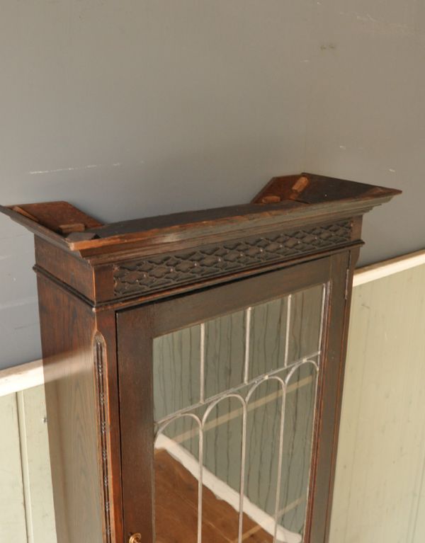 サイドバイサイド　アンティーク家具　英国のアンティーク収納家具、オシャレなビューローブックケース。天板です。(q-415-f)