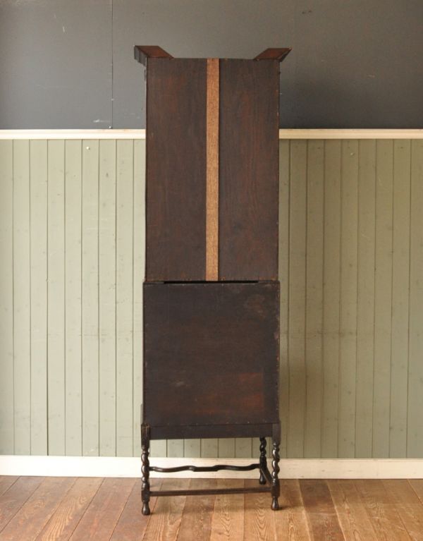 サイドバイサイド　アンティーク家具　英国のアンティーク収納家具、オシャレなビューローブックケース。キチンとメンテナンスしてあるので、裏側もキレイです。(q-415-f)