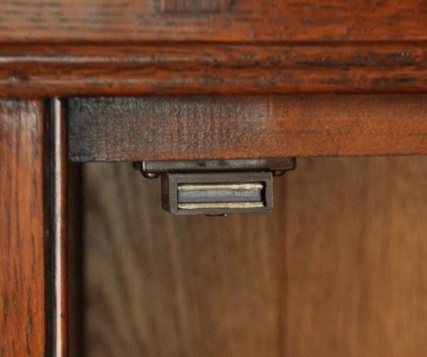 アンティークのキャビネット　アンティーク家具　丸い鏡付きのアンティーク英国家具、オーク材のホールローブ。。(q-438-f)