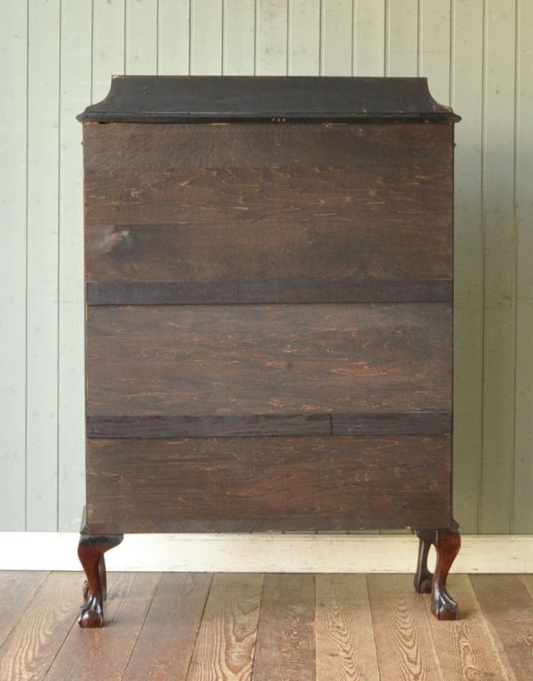 アンティークのキャビネット アンティーク家具 英国スタイルのアンティーク家具、ガラス扉のブックケース(ガラスキャビネット)。キチンとメンテナンスしてあるので、裏側もキレイです。(q-498-f)