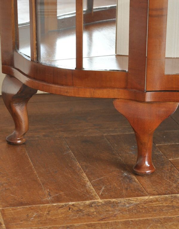 アンティークのキャビネット　アンティーク家具　アンティーク英国家具のショーケース、上品なミラー付きガラスキャビネット。きちんと支えます。(q-544-f)