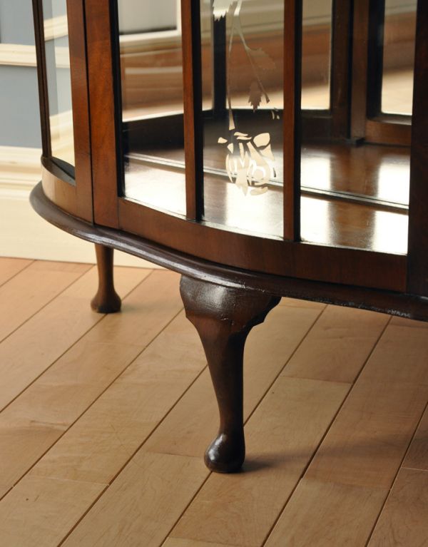 アンティークのキャビネット　アンティーク家具　イギリスのアンティーク家具、ミラーバックのショーケース（ガラスキャビネット） 。きちんと支えます。(q-589-f)