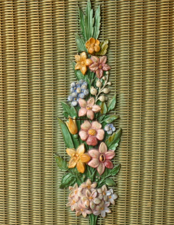 ロイドルーム アンティーク家具 イギリスのアンティークの家具、ロイドルームスクリーン。どのお花も可愛い!淡い色使いも優しくお部屋に馴染みます。(q-592-f)