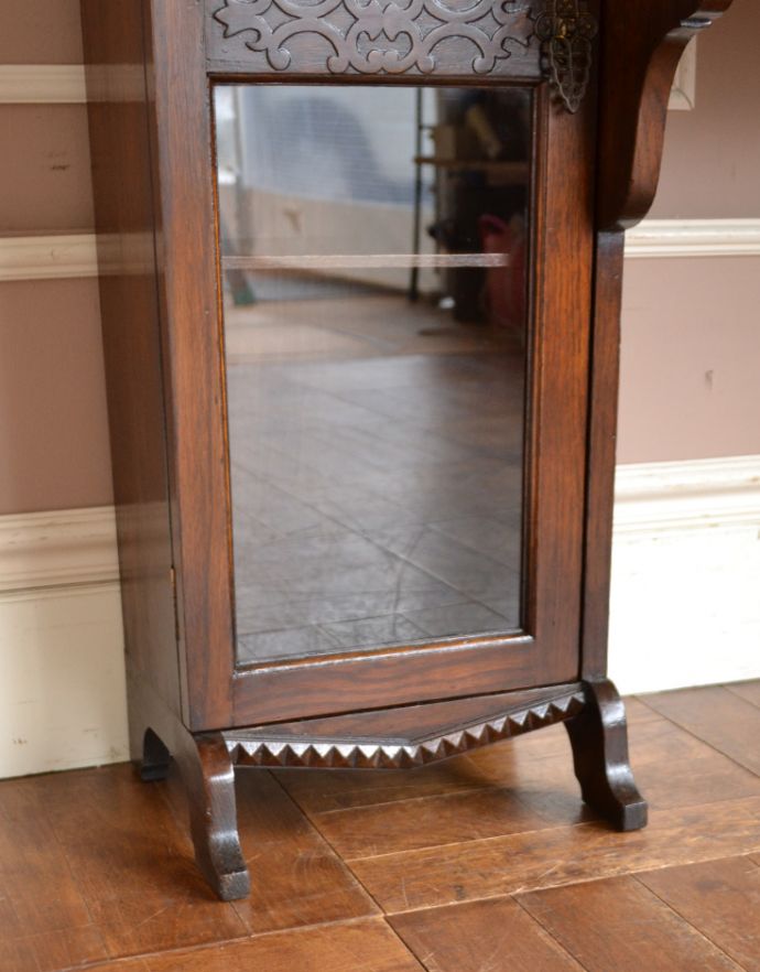 ビューロー　アンティーク家具　アンティークの英国家具、本棚とビューローが付いたサイドバイサイド。安定感のある脚がしっかり支えます。(q-659-f)