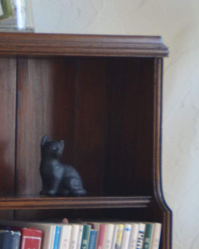 アンティークのキャビネット　アンティーク家具　英国のアンティーク家具、マホガニー材の高級感のあるブックシェルフ（本棚）。しっかりメンテナンスしてからお届けしますので安心してお使いいただけます。(q-754-f)