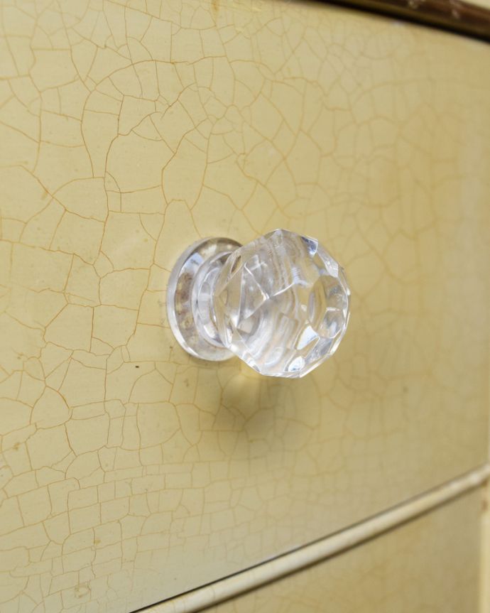 アンティークのドレッサー　アンティーク家具　ブーケを描いたドレッシングテーブル（鏡台）、アンティークのフレンチインテリア。引き出しの取っ手は、キラッと素敵なクリアの取っ手です。(q-902-f)