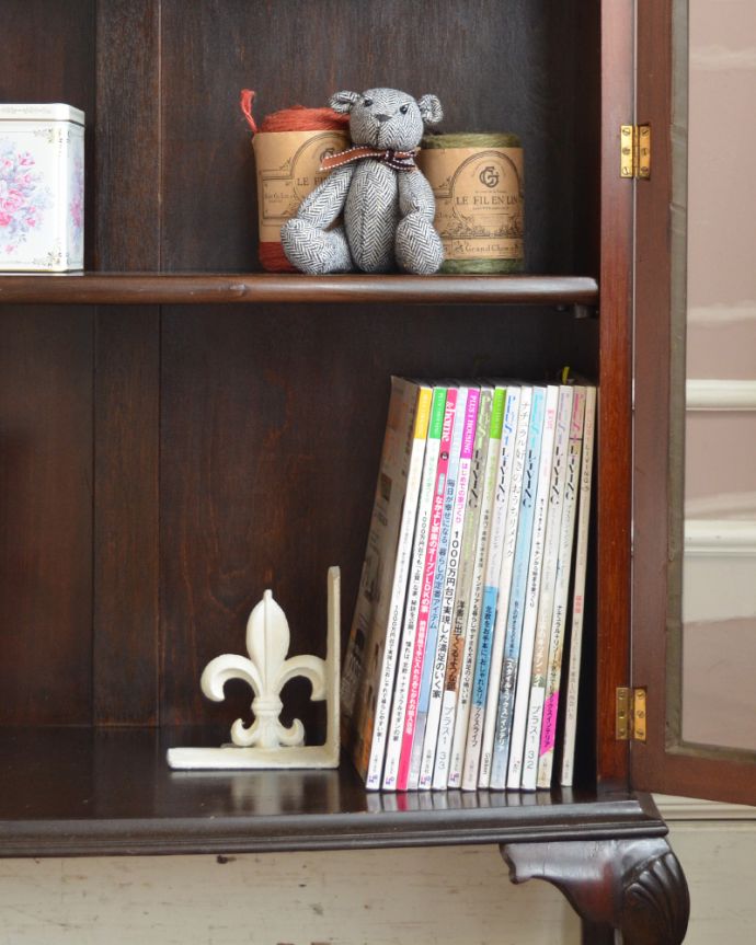 アンティークのキャビネット アンティーク家具 鍵がかかるブックケース(書庫)、イギリス入荷のアンティーク家具。A4サイズのファイルも収納できます。(q-912-f)