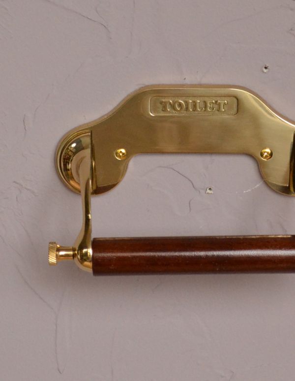 洗面・トイレ　住宅用パーツ　レトロなデザインの真鍮製ペーパーホルダー（ゴールド）フタ無し。お洒落なサニタリーを演出してくれるアイテムです。(sa-236)