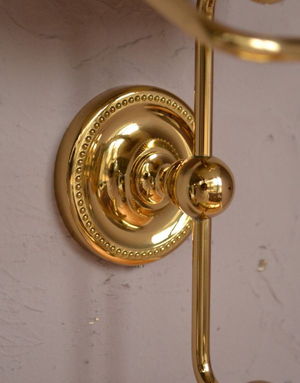 洗面・トイレ 住宅用パーツ 真鍮ペーパーホルダーツイン(ゴールド)。ドットの装飾がポイントになっています。(sa-249)