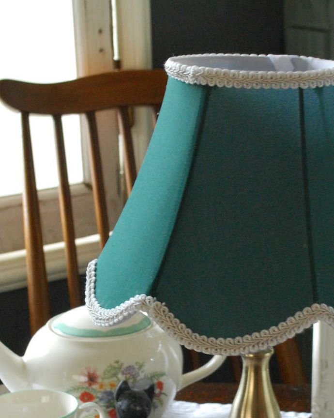 スタンドライト 照明・ライティング 布シェードのテーブルランプ/グリーン(タッチセンサーランプ)(電球なし)。上品なグリーンの布シェードです。(TL-0043)
