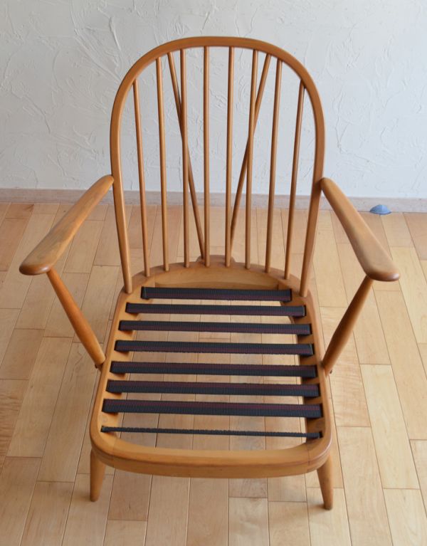 アーコール社のアンティークソファ、1人掛けのラウンジチェア（ブルー