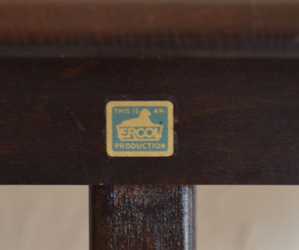 アーコールの家具 アンティーク家具 アンティークのアーコール家具、継ぎ足し用のエンドテーブル(サイドテーブル)。アーコールのシールが残っていました。(x-724-f)