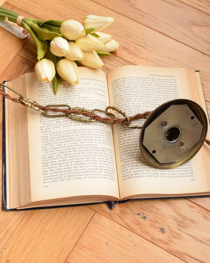 シャンデリア 照明・ライティング ゴージャスな真鍮製アンティークシャンデリア(E17シャンデリア球付)。チェーンにまで装飾が付いた、こだわりのデザインです。(x-731-z)