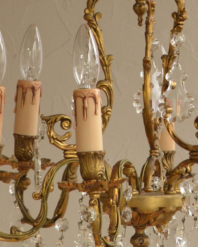 シャンデリア 照明・ライティング フランスで出会ったアンティーク シャンデリア(6灯)(E17シャンデリア球付)。オーバーホール済みなので安心してお使い頂けます。(x-829-z)
