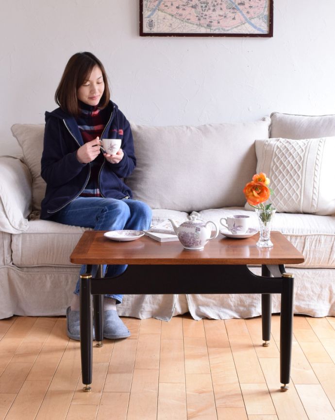 G-PLAN(Gプラン)　アンティーク家具　小さめサイズのコーヒーテーブル、G-planのアンティークイギリス家具。どこでも置けるちょうどいいサイズのテーブル。(x-935-f)