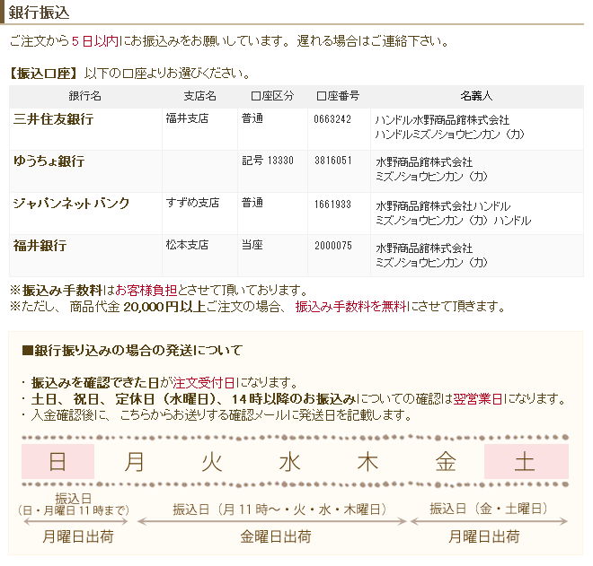 銀行振込