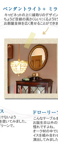 ペンダントライト　アンティーク　ミラー　キャビネット