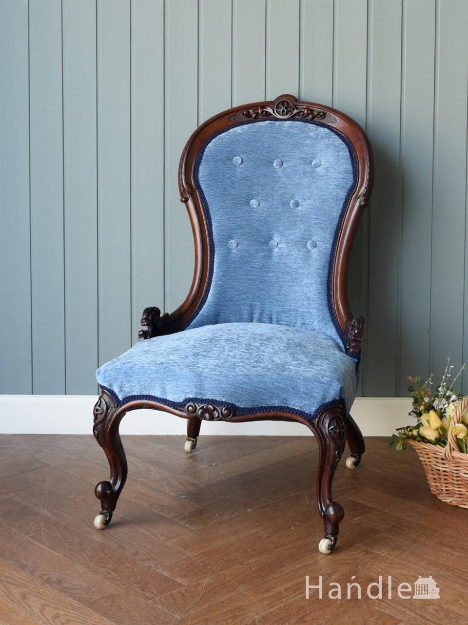 英国のアンティークの椅子、ウォールナット材の美しいパーソナルチェア (i-012-c)