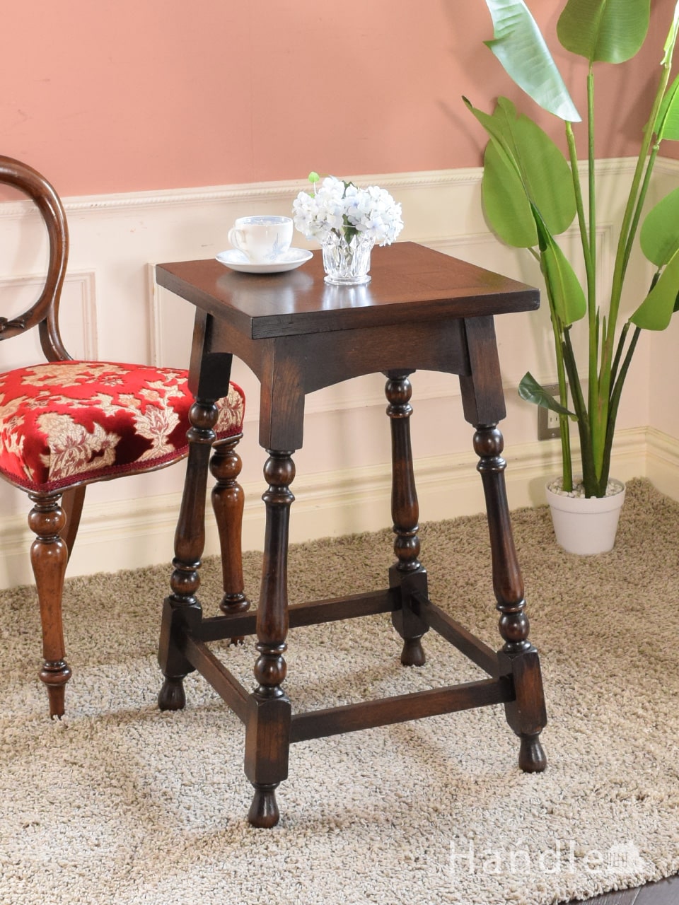 挽き物細工の脚が美しい英国のテーブル、アンティークのティーテーブル (q-2554-f)