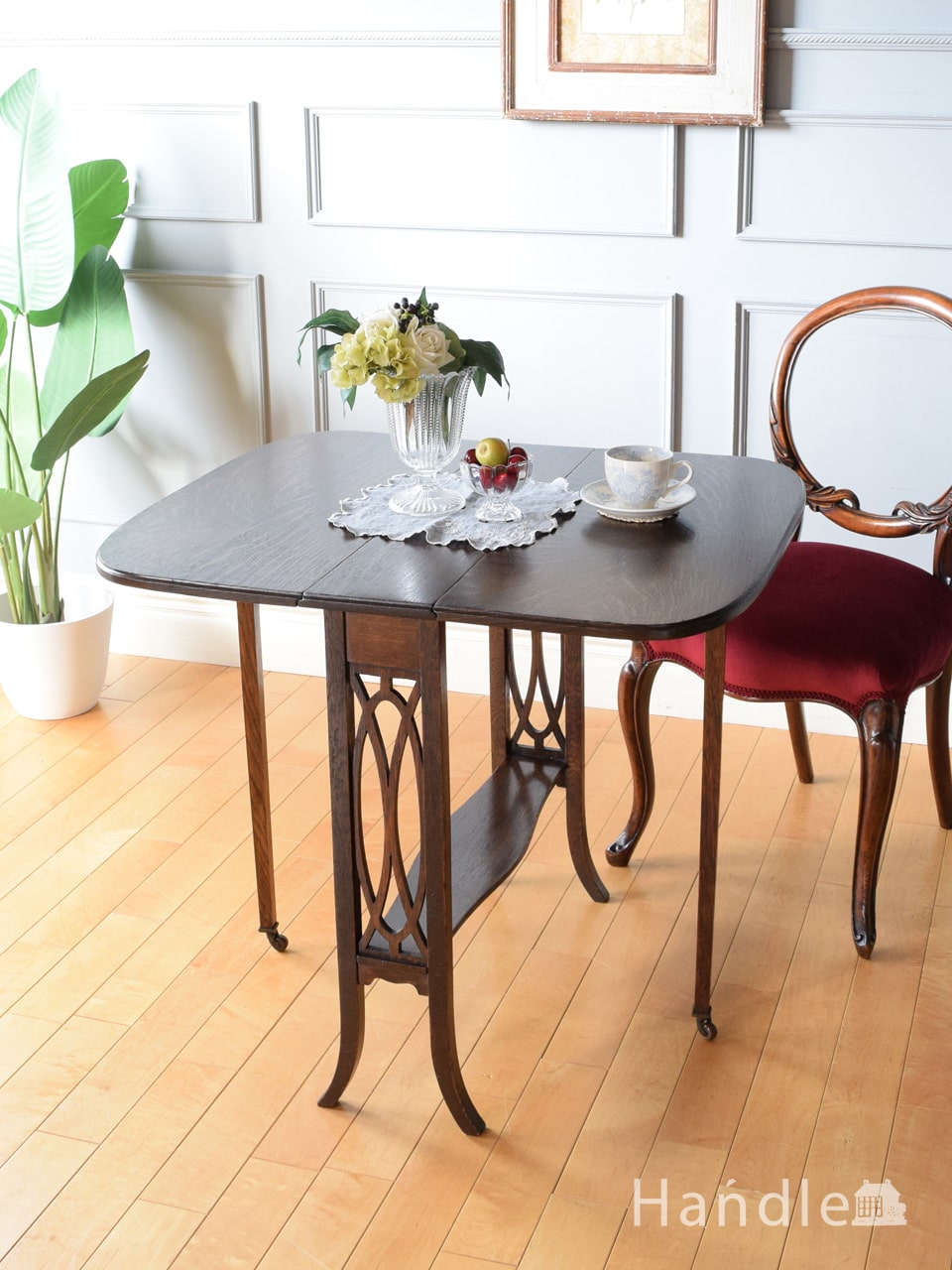アンティークのおしゃれな伸長式テーブル、めずらしいオーク材のサザーランドテーブル (q-3017-f)