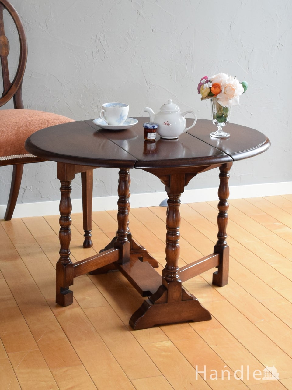 イギリスから届いたおしゃれなドロップリーフテーブル、伸長式のコーヒーテーブル (m-1060-f)