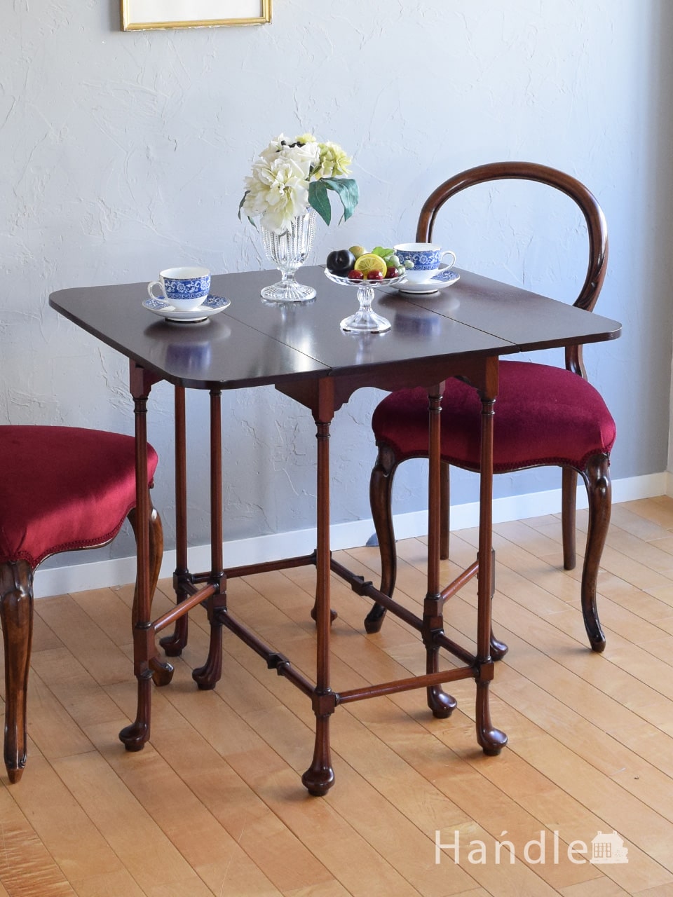 英国アンティークの美しい伸長式テーブル、マホガニーのゲートレッグテーブル (q-3123-f)