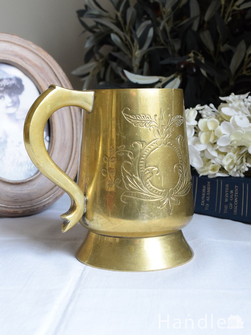 英国アンティークの真鍮製のマグカップ、ブラスのビアマグ (k-5277-z)