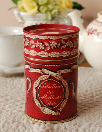 コントワール・ド・ファミーユのティン缶（紅茶缶・RED） (cf-406)