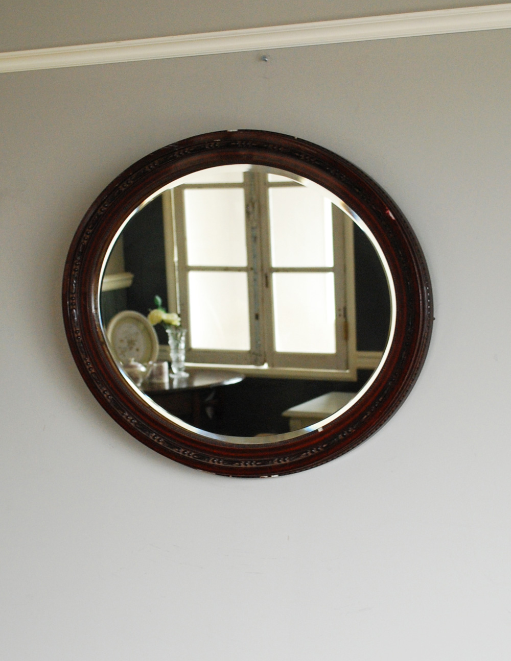 フランスのアンティークの鏡、木製のモールディングミラー (d-1429-z)