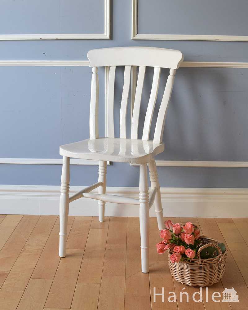 アンティークのキッチンチェア、白いペイントのイギリスの椅子 (d-918-c)