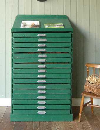 鮮やかなグリーンペイントのプリンタートレイ、イギリスの素敵なアンティーク家具 (e-295-f)