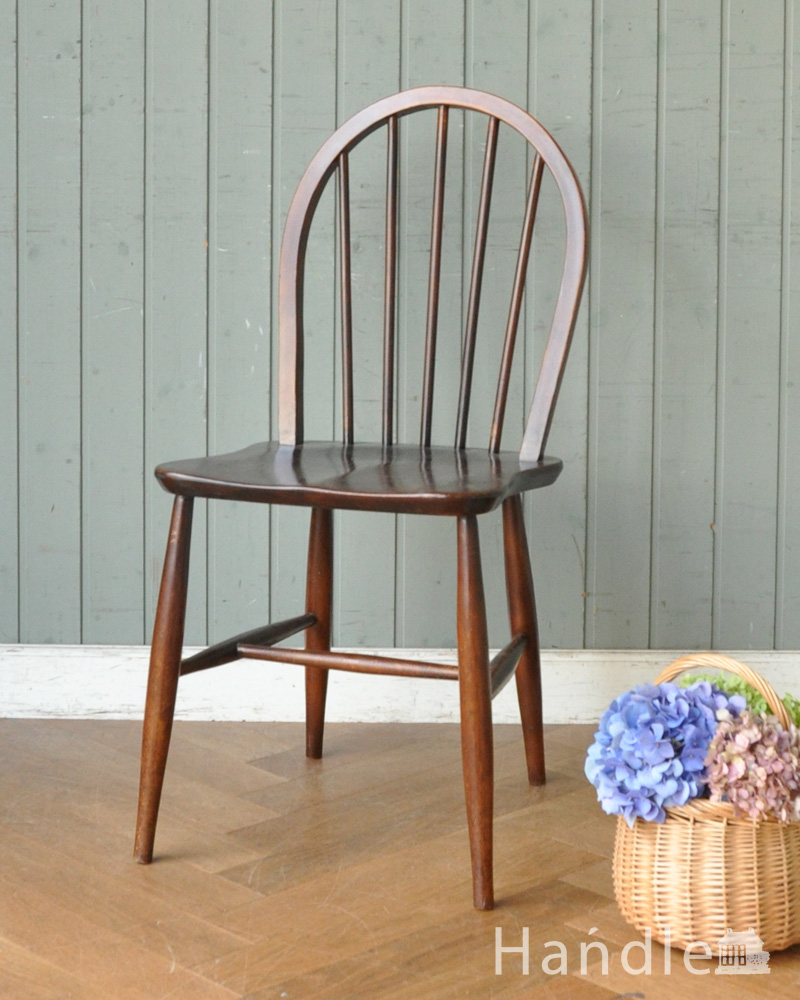 北欧スタイルの珍しい椅子、アンティークアーコール フープバックチェア （５本・まっすぐ・スリム・チョコ） (ear-5m-c)