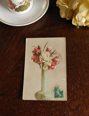美しいお花のアンティークポストカード　フランスから到着 (h-123-z)