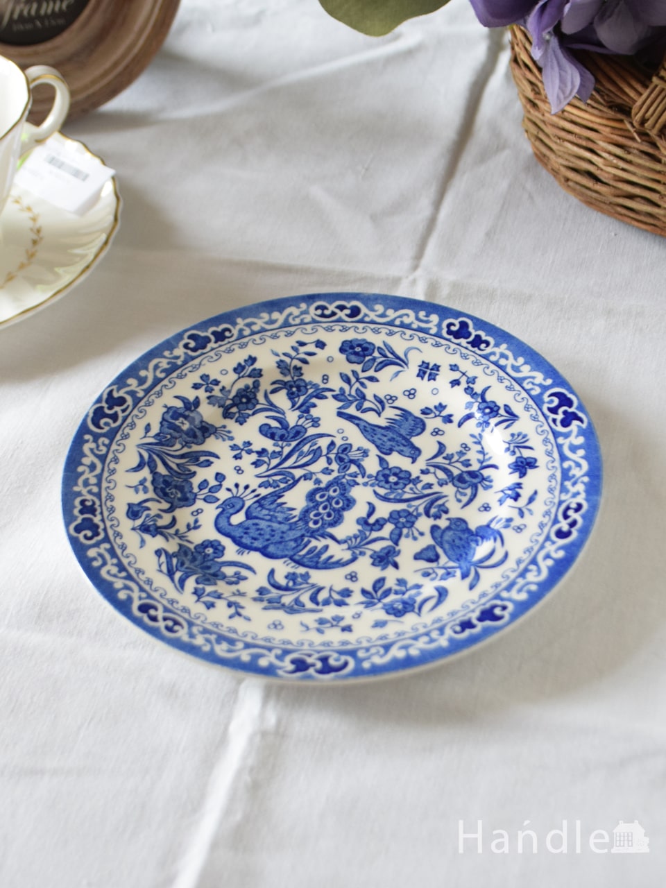 英国バーレイ社の食器、ブルーリーガルピーコックのプレートS 17.5cm（ブルー） (n1-437)