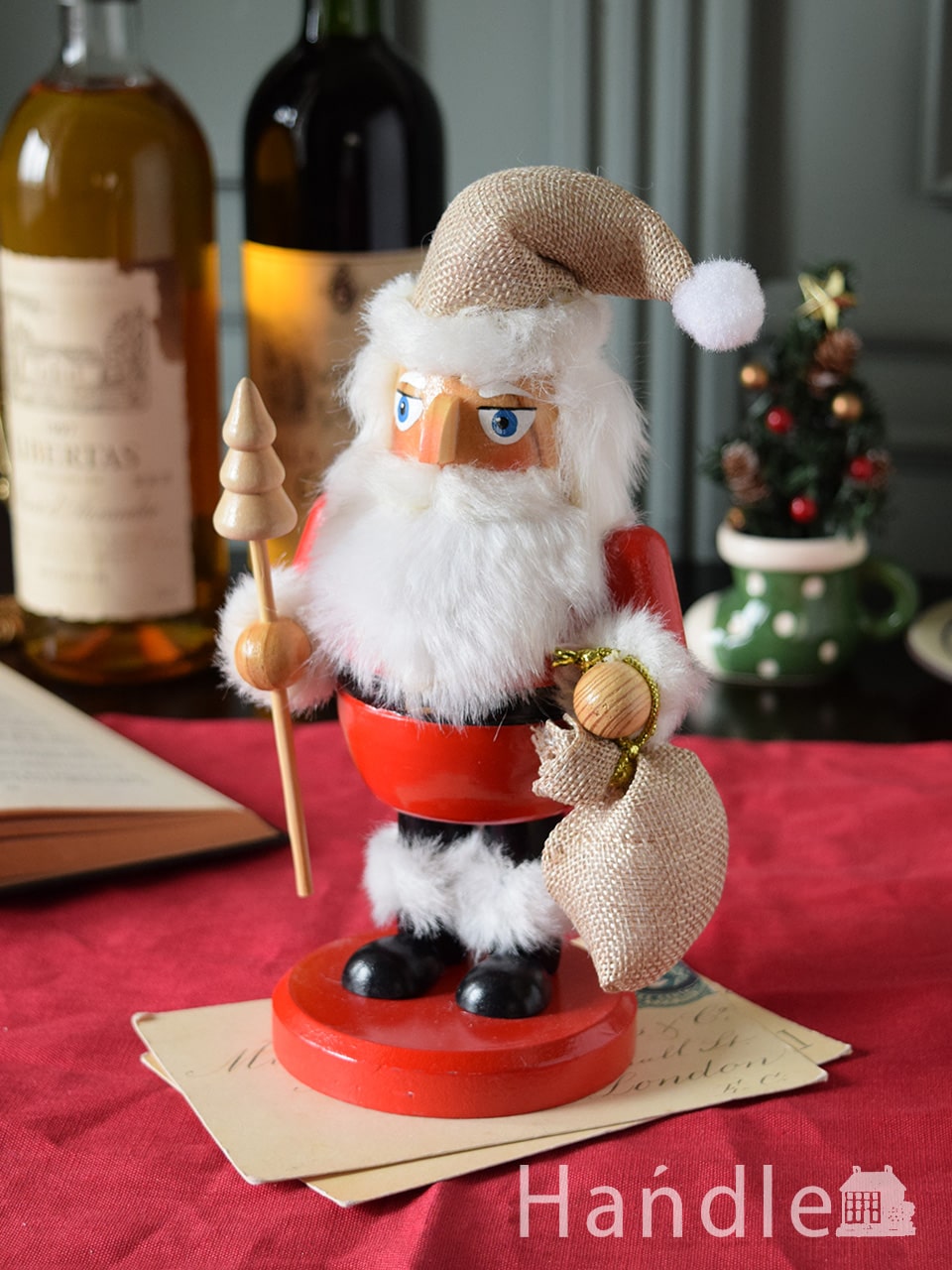 クリスマス用のおしゃれなオブジェ、くるみ割り人形モチーフのナッツクラッカーオブジェ（サンタ） (cm-253)