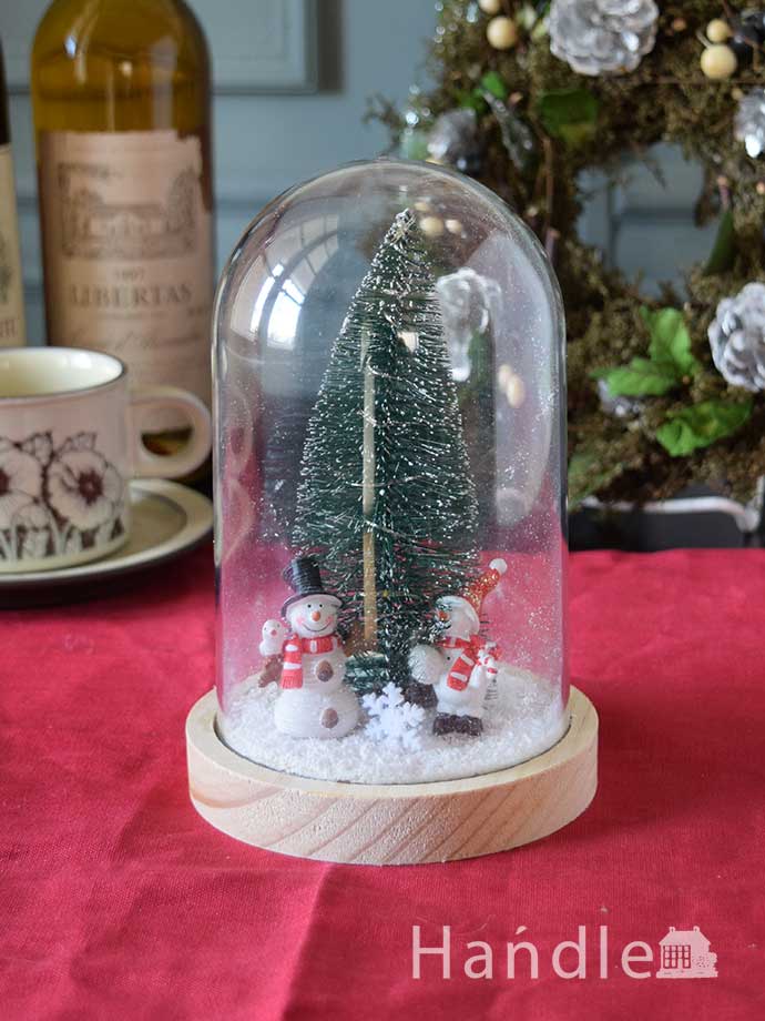 クリスマスを楽しむおしゃれなディスプレイ雑貨、ライト付きのガラスドーム（スノーフレーク） (cm-259)